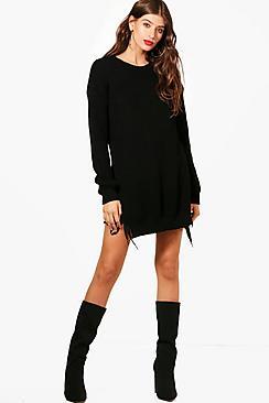 Boohoo Mila Side Split Longline Jumper