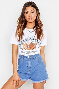 Boohoo Guns + Roses Cupid Standard Cropped T-shirt