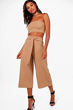 Boohoo Sofie Tie Waist Culotte & Bandeau Co-ord Set