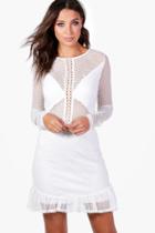 Boohoo Tall Eva Premium Lace & Crochet Dress Ivory