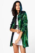 Boohoo Georgia Boutique Sequin Hooded Parka Mocha