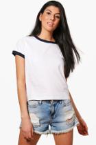 Boohoo Heather Contrast Ringer T-shirt White