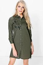 Boohoo Lolita Oriental Embroidary Shirt Dress