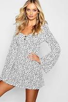 Boohoo Dalmation Spot Flare Sleeve Shift Dress