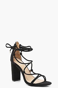 Boohoo Ellie Cage Lace Up Block Heels