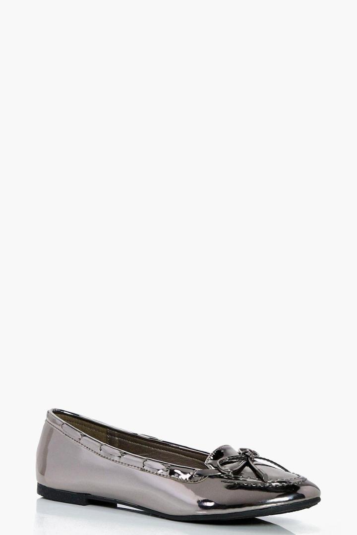 Boohoo Sophie Patent Slipper Ballet Pewter