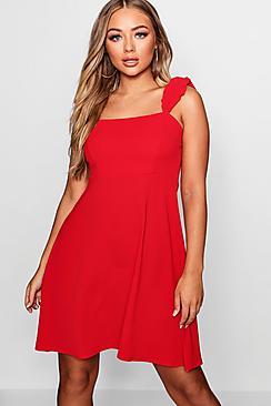 Boohoo Jessica Ruched Strap Skater Dress