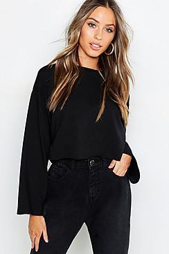 Boohoo Petite Flare Sleeve Sweat Top