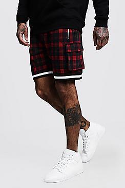 Boohoo Jacquard Check Man Cargo Shorts