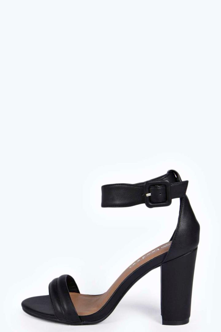 Boohoo Roxi Buckle Ankle Strap Block Heel Two Part - Black