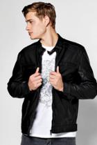 Boohoo Black Grandad Collar Multi Zip Pu Biker Jacket Black