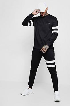 Boohoo Contrast Sleeve Panel Sweater Tracksuit