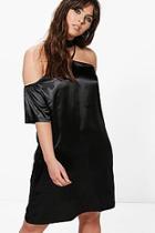 Boohoo Plus Louise Satin Open Shoulder Choker Shift Dress