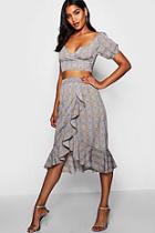 Boohoo Prince Of Wales Check Crop Top & Skirt Co-ord