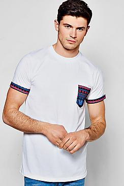 Boohoo Pocket T Shirt With Aztec Print