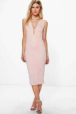 Boohoo Petite Freya Sleeveless Harness Detail Midi Dress