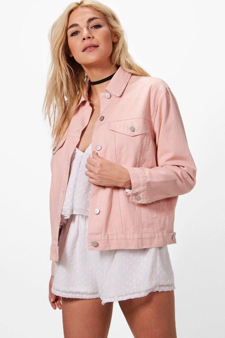 Boohoo Willa Nude Oversized Jean Jacket Nude