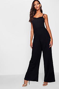 Boohoo Georgie Square Neck Wide Leg Jumpsuit