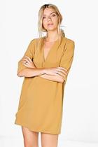 Boohoo Lily Wrap Front Shift Dress