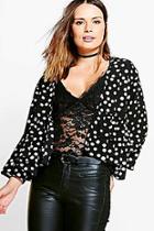 Boohoo Bethany Polka Dot Ruffle Hem Jacket