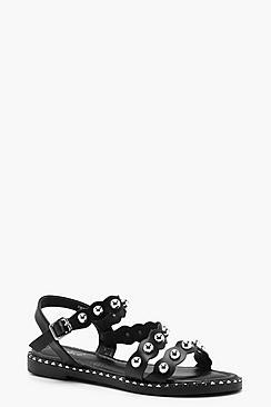 Boohoo Charlie Studded Asymmetric Sandals