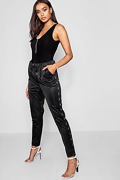 Boohoo Sports Tape Tricot Track Pants
