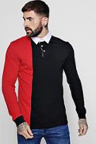 Boohoo Colour Block Split Panel Rugby Polo