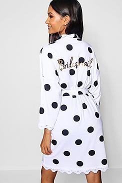 Boohoo Polka Dot Bridesmaid Robe