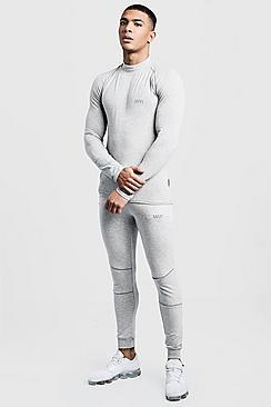 Boohoo Active Funnel T-shirt Skinny Fit Tracksuit