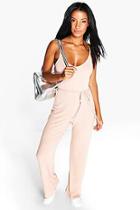 Boohoo Ellie Ribbed Strappy Wide Leg Jumpsuit