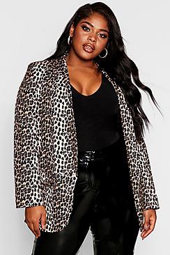 Boohoo Plus Leopard Tailored Blazer