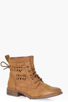 Boohoo Violet Lace Up Chelsea Boot Tan