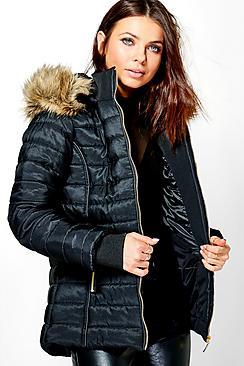 Boohoo Hooded Crop Bubble Coat