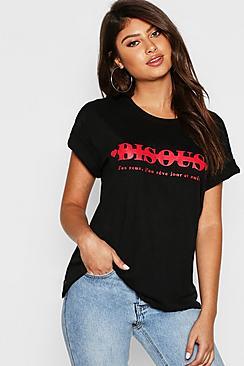 Boohoo Bisous Slogan T-shirt