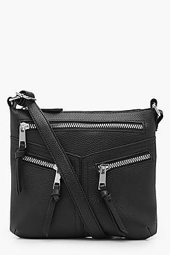Boohoo Holly Multi Zips Cross Body