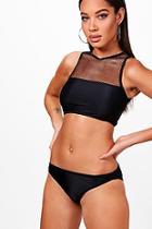 Boohoo Benidorm Mesh Insert Crop Bikini