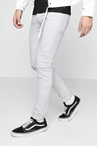 Boohoo Skinny Fit Jeans With Ripped Knee In Stone