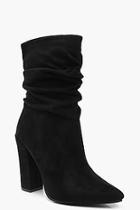 Boohoo Slouched Block Heel Shoe Boots