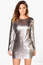 Boohoo Boutique Fliss Sequin Bodycon Dress Silver