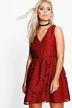 Boohoo Plus Aisha V Neck Skater Dress