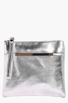 Boohoo Ellie Metallic Bar Pocket Clutch Bag Silver