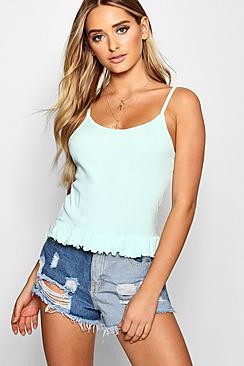 Boohoo Basic Rib Lettuce Hem Crop