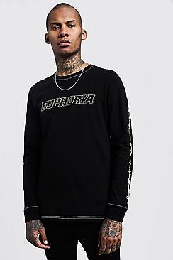 Boohoo Euphoria Sleeve Print Long Sleeve T-shirt