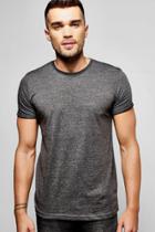 Boohoo Crew Neck T-shirt With Rolled Sleeve Charcoal