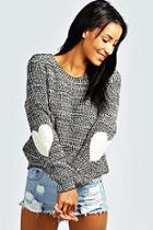 Boohoo Harper Heart Elbow Patch Jumper