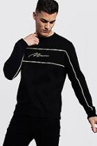Boohoo Man Signature Sweater With Lime Piping