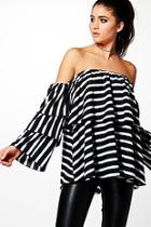 Boohoo Emily Stripe Woven Off The Shoulder Top