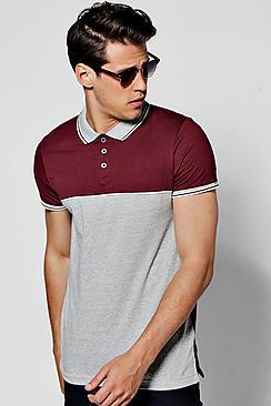 Boohoo Sports Rib Colour Block Button Polo