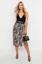 Boohoo Plus Woven Zebra Print Midi Skirt