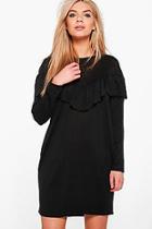 Boohoo Veronica Ruffle Yoke Fine Knit Dress